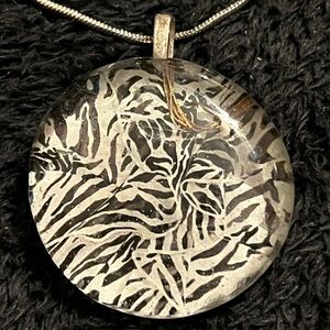 Zebra Resin Print Unique Rare One of a Kind Pendant Necklace